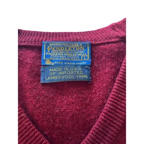 Vintage Pendleton Sweater Vest Mens Red 100% Lambswool Made in USA Size Large - Picture 3 of 3
